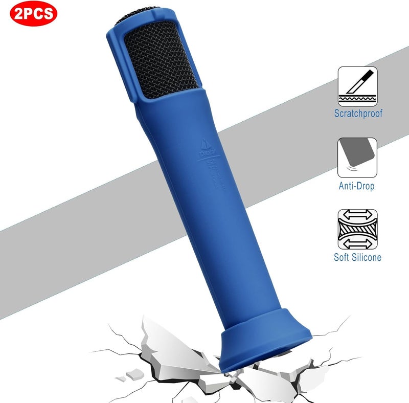 TXesign Silicone Case for JBL PartyBox Wireless Microphone Rechargeable Battery-2 Pack, Anti-Rolling Protective Case with Base Rod Mic Sleeves Microphone Stand for Disco Stage Party TV Show (Blue) - Image 4